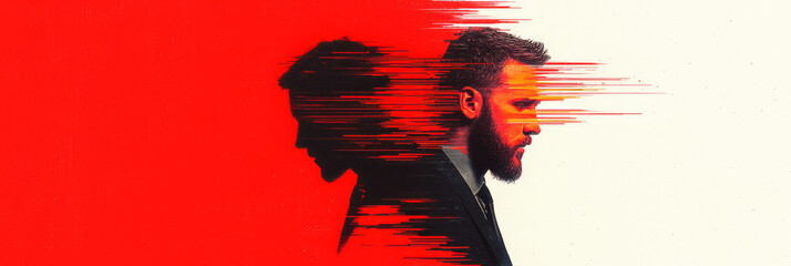 Aufkleber - Glitch-inspired collage fusing high-contrast imagery of corporate achievement with abstract luxury