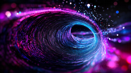 Aufkleber - A visionary digital painting capturing pioneering digital innovation, where fluid streams of binary