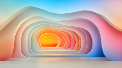 Aufkleber - Dreamlike scene where surreal landscapes morph into whimsical structures through swirling gradients