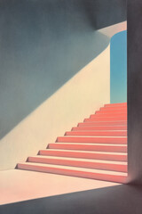 Poster - Minimalist approach featuring a singular, radiant light burst amid soft geometric shadows,