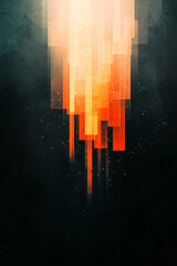 Aufkleber - Abstract illustration merging organic textures with futuristic geometric grids, where dynamic light