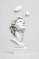 Poster - An elegant fusion of classical sculpture and cutting-edge laboratory equipment, evoking the