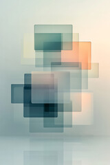 Aufkleber - A sophisticated interface design with overlapping translucent panels and reflective elements,