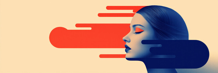 Poster - A conceptual illustration of contrasting realities blending together, with fragmented yet