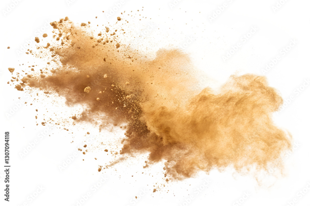 Air Duster Exploding Brown dust exploding in the mid-air isolated on white background Stock ...