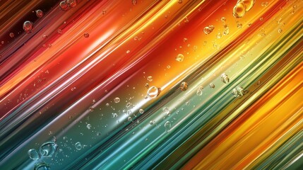 Poster - A vibrant abstract background featuring flowing lines in warm colors with bubbles, creating a dynamic and lively visual effect.
