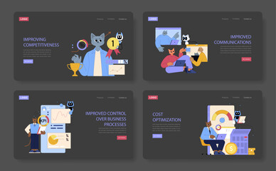 Poster - ai for managers. flat vector illustration