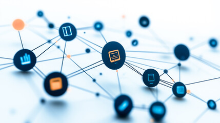 Poster - network of information: a dynamic visual representation of interconnected data, illustrating the flo