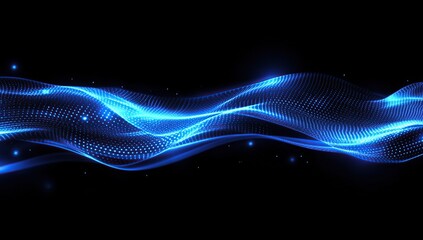 Poster - Abstract blue technology background with digital geometric shapes and glowing light effects