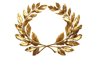 Poster - A golden laurel wreath symbolizing honor and victory, isolated on a empty plain background