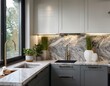 © Aaron - sleek condo kitchen marble countertops and designer fixtures premium style
