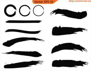 Wall Mural - Hand drawn paint brush strokes. Black ink line, grunge brush strokes, ink paint set, EPS 10. Only commercial use	
