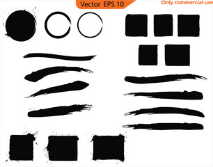 Wall Mural - Black paint, ink brush strokes, brushes, lines set. Ink brush strokes bundle. Brush strokes text boxes. Vector paintbrush set. Grunge design elements. Original textures. 	
