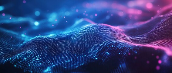 Poster - Abstract blue technology background with futuristic digital elements and holographic circles