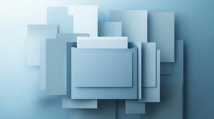 Aufkleber - Professional paper art background with geometric shapes in muted blue and gray tones for formal presentations Generative AI