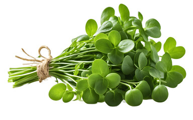 Poster - A fresh bunch of watercress with bright green leaves, isolated on a empty plain background