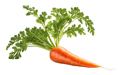Aufkleber - A fresh carrot with bright orange color and green leaves, isolated on a empty plain background