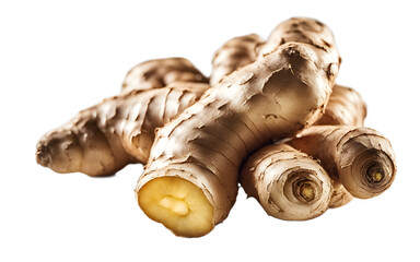 Poster - A fresh ginger root with light brown skin, isolated on a empty plain background