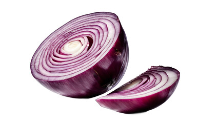 Poster - A sliced red onion with visible layers, isolated on a empty plain background