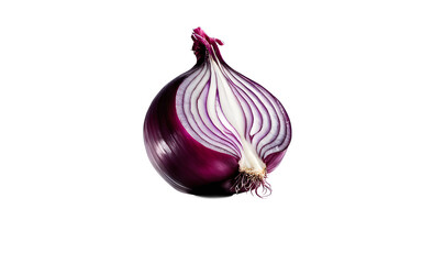 Poster - A sliced red onion with visible layers, isolated on a empty plain background