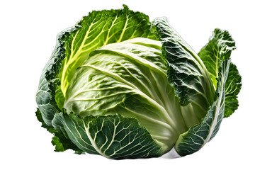 Poster - A whole cabbage with a firm, leafy head, isolated on a empty plain background