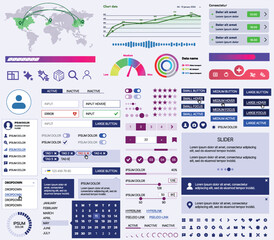 Poster - set of ui/ux elements for websites and mobile applications: buttons, forms, menus, panels, icons, lo