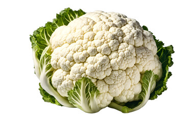 Poster - A whole cauliflower with dense white florets, isolated on a empty plain background