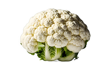 Poster - A whole cauliflower with dense white florets, isolated on a empty plain background