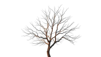 Wall Mural - Lone tree, stark branches against pure white backdrop, studio, serene