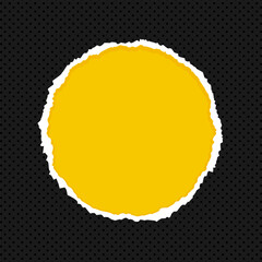 Wall Mural - Background in pop art style decorated with cut and torn paper and polka dot. Black and yellow retro design template. Vector illustration