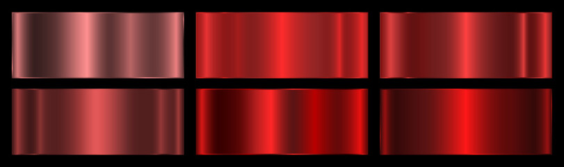 Aufkleber - A set with red metallic gradients on a black background.