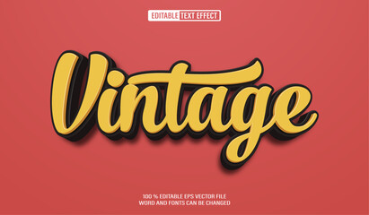 Leinwandbilder - Editable 3d text style effect - Vintage Script text effect Template
