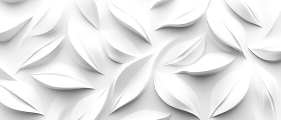 Leinwandbilder - White geometric leaves 3d tiles texture Background banner panorama