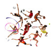 © Lustre Art Group  - Dynamic collage. Group of athletes from various sports perform intense actions on white background. Concept of sport games, competition, action, motion, agility, tournament. Ad