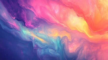 Poster - Abstract cosmic swirl of vibrant colors blending seamlessly in a digital art landscape