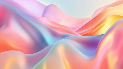 Poster - Abstract waves of pastel colors creating a soft, flowing landscape with a serene atmosphere