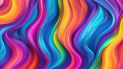 Poster - Colorful Abstract Wavy Lines in Vibrant Shades of Blue, Pink, Orange, and Green Creating a Dynamic Motion Effect for Artistic Backgrounds