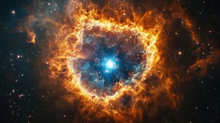 Wall Mural - ethereal deep space nebula with swirling purple and turquoise cosmic clouds illuminated by distant s