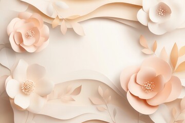 Poster - Elegant pastel paper flower background featuring soft layers for a luxurious and delicate design Generative AI