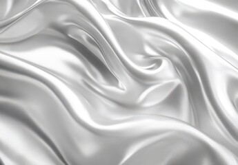 Poster - Elegant and Soft White Satin Fabric Texture with Smooth and Flowing Drapery for Fashion, Textile, and Home Decor Applications