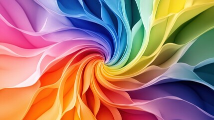 Poster - Colorful swirling paper design creating a vibrant abstract pattern with dynamic movement