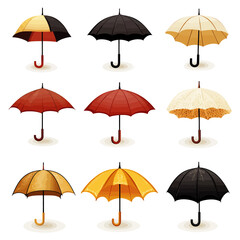 Poster - Colorful Umbrellas: Collection of Nine Stylish Parasols with Vector Design