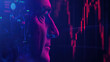 © Nattanon - Active Investment Concept. A digital portrait of a man with futuristic elements, including data visualizations and stock market graphs, against a dark background.