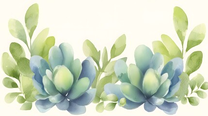 Aufkleber - and serene watercolor of vivid green leaves with soft organic textures elegantly placed on a crisp white canvas designed as a nature inspired banner with room for copy or additional design elements