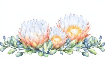 Aufkleber - Graceful and Elegant Protea Flower Artwork with Vibrant Pink Petals and Rich Green Foliage Rendered in a Highly Detailed and Colorful Style Ideal for Botanical Decor and Floral Patterns