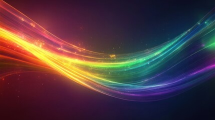 Poster - Vibrant abstract waves of color flowing across a dark background, creating a dynamic visual effect