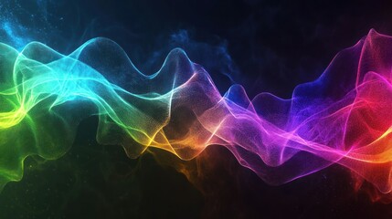 Poster - Vibrant abstract wave patterns in multicolored hues creating a dynamic visual experience