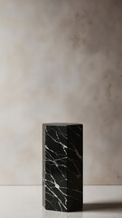 Poster - Elegant Marble Display Pedestal Against a Soft Textured Background