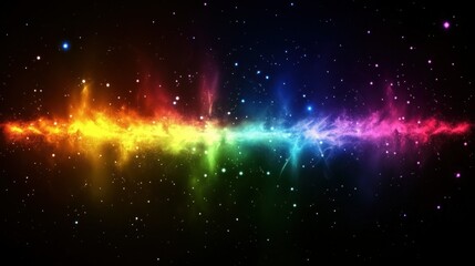 Poster - Vibrant cosmic landscape showcasing a colorful nebula with stars scattered in the dark space