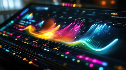 Poster - Vibrant digital soundwave visualization on a modern interface showcasing colorful audio data analysis